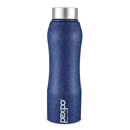 Pexpo Stainless Steel Fridge Water Bottle, 750 ml, Blue, Bistro | Leak-Proof & Easy to Grip Water Bottle