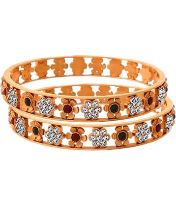 JFL - Fab Floral One Gram Gold Plated Designer Bangles for Girl and Women.