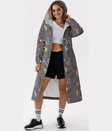 La' exclusivite Polyester Long Raincoat - Grey
