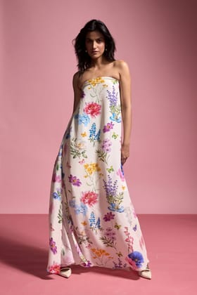 OFF SHOULDER FLORAL MAXI-XXS / Multi