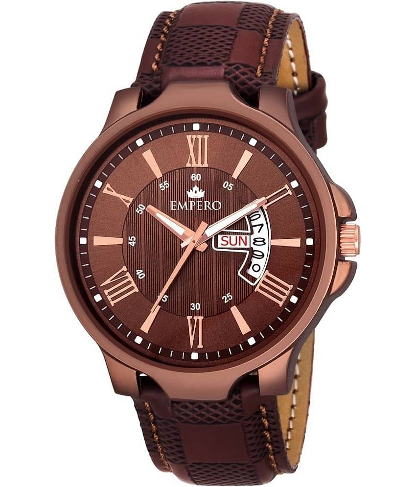 EMPERO - Brown Leather Analog Men's Watch
