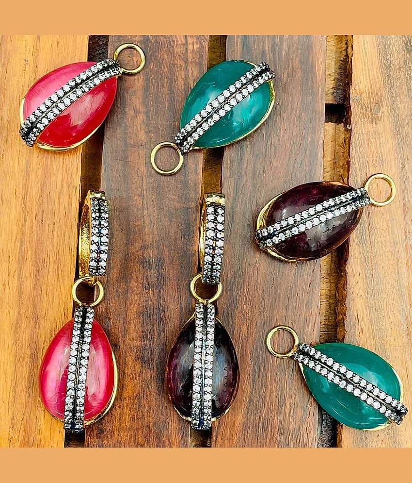 The Jewelbox Multicolour Cz Designer Hanging Earrings