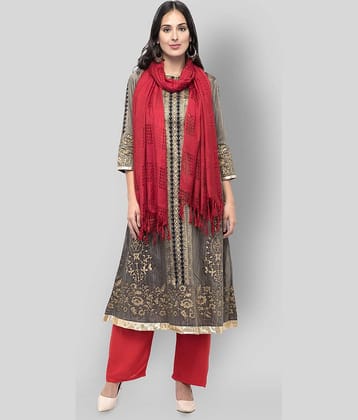 A R Silk Red Cotton Checkered Dupatta
