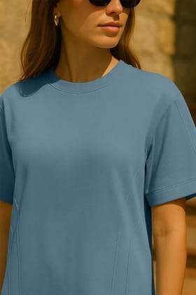 Dusty Blue Oversized T-shirt-XS