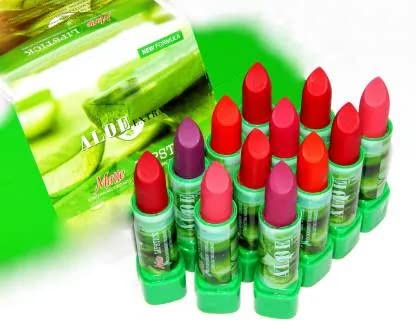 Elecsera Trending Super matte green tea extract matte lipstick combo pack of 12 (Multicolor, 3 g)