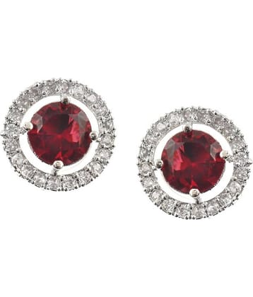 Jewar Mandi - Maroon Cluster Earrings ( Pack of 1 )