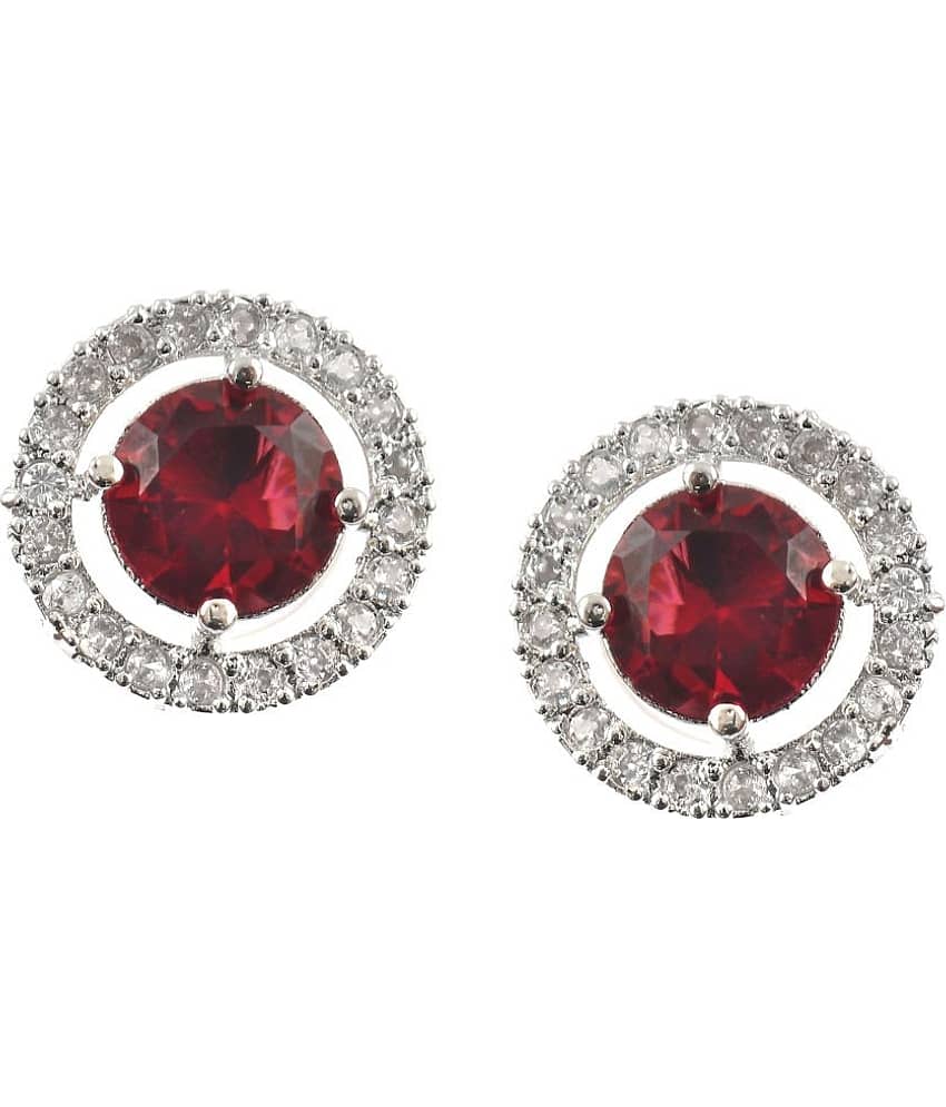Jewar Mandi - Maroon Cluster Earrings ( Pack of 1 )