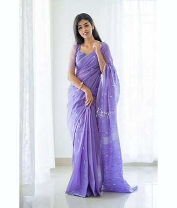 Vastukala Linen Woven Saree With Unstitched Blouse Piece ( Light Blue )