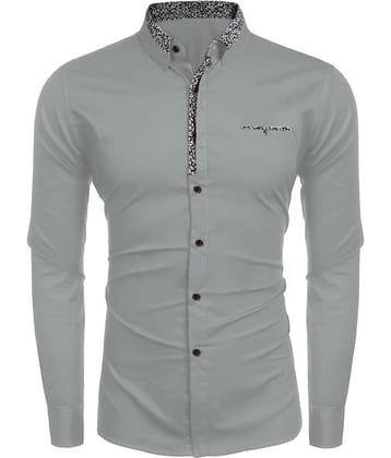 WEBRIC Cotton Blend Regular Fit Printed Full Sleeves Men's Casual Shirt - Light Grey ( Pack of 1 )