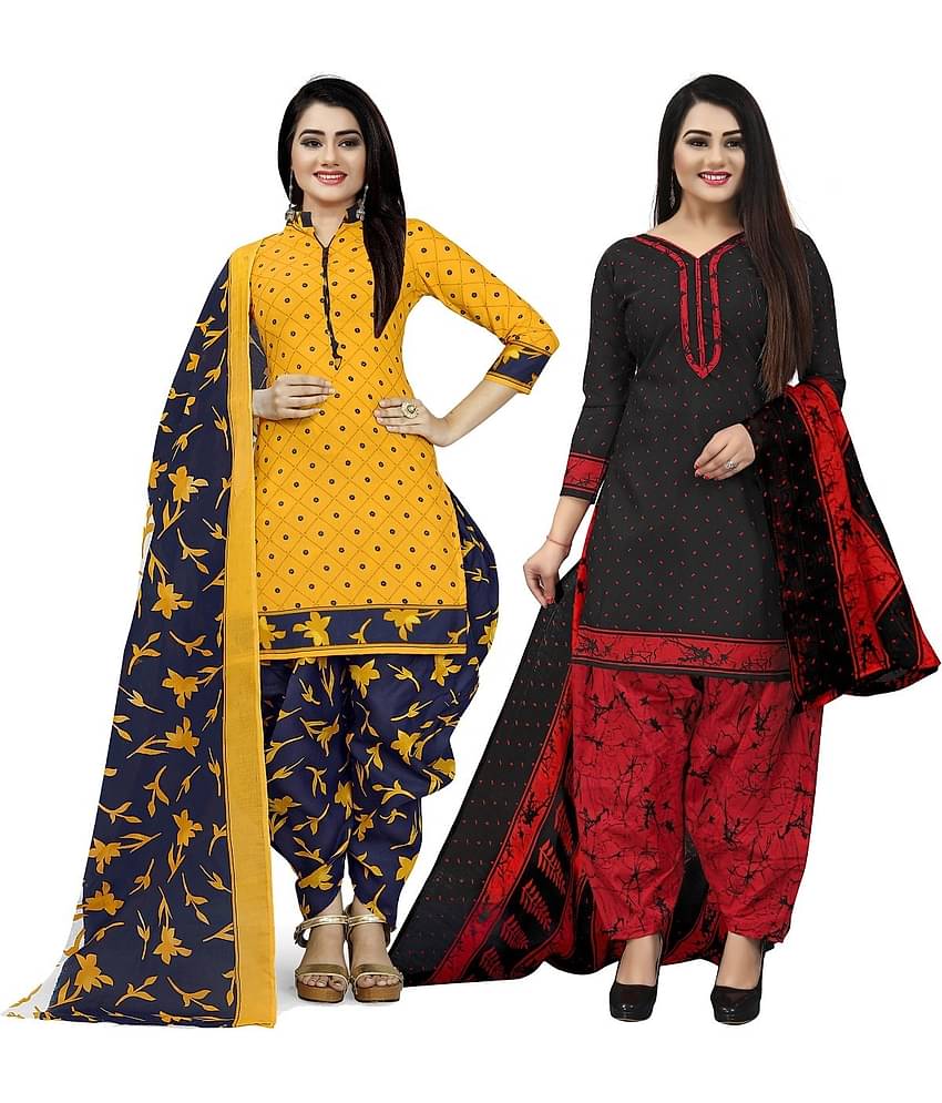Rajnandini Unstitched Cotton Blend Printed Dress Material - Multicolor ( Pack of 2 )