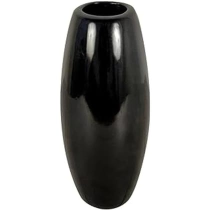 Black Potters Azamgarh Vase for Living Room, Bedroom, Dining Table, Home Decoration (H  26 X OD  10 X UD 4.5 cm)
