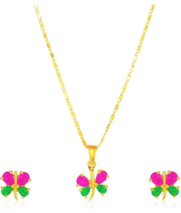 Darshini Designs Daily wear Butterfly Inspired Pink And Green  pendant Set For Women And Girls
