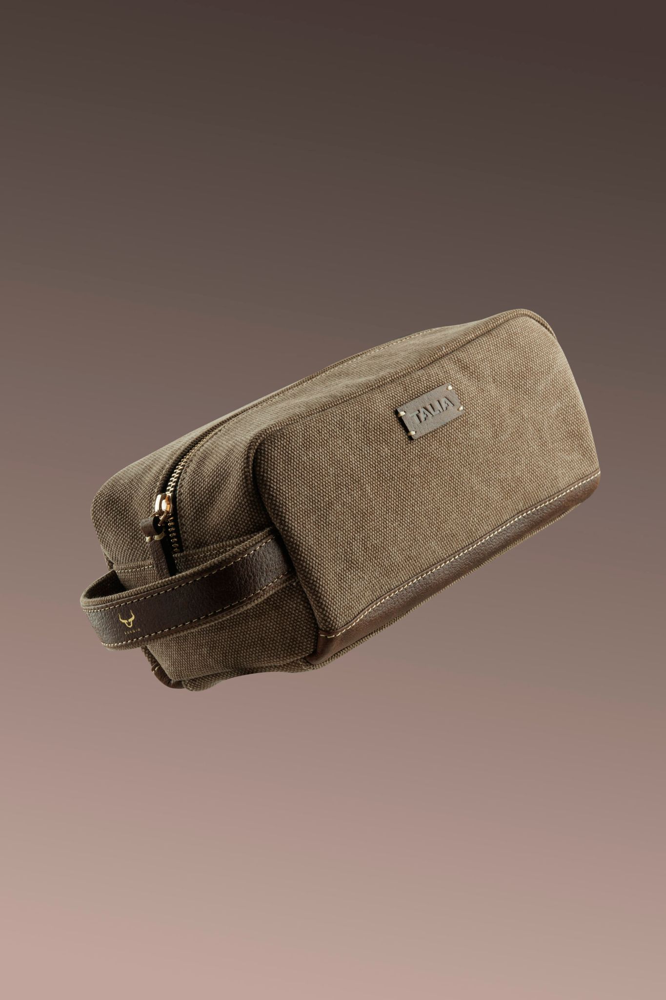 Talia  Genuine Full Grain Leather Top Zippered Shave Kit.