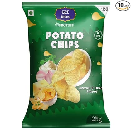 Potato Chips - Cream & Onion (Pack of 10) Potato Chips - Cream & Onion (Pack of 10)