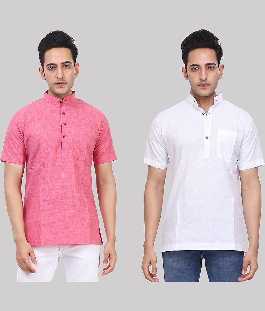 Kundan - Muticolor Cotton Blend Men's Regular Kurta ( Pack of 2 )
