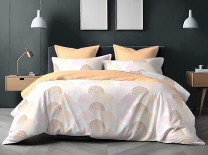 Alangrahaa Nira 140 TC 100% Cotton Flat Bedsheet for Double Bed, Queen Size Bed Sheet,1 Flat Sheet (2.29"x2.5") & 2 Pillow Covers (46cm x68cm) Bedding Pastel Scallop Alangrahaa Nira 140 TC 100% Cotton Flat Bedsheet for Double Bed, Queen Size Bed Sheet,1 Flat Sheet (2.29"x2.5") & 2 Pillow Covers (46cm x68cm) Bedding Pastel Scallop