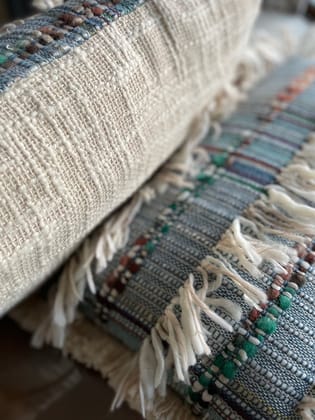 KRI India Distressed Blue Fringed Cushion Covers | Blue & off-white | 12x18 inches | Wash & Care | 100% Cotton | Handcrafted in India. 100% organic & natural. KRI India Distressed Blue Fringed Cushion Covers | Blue & off-white | 12x18 inches | Wash & Care | 100% Cotton | Handcrafted in India. 100% organic & natural.