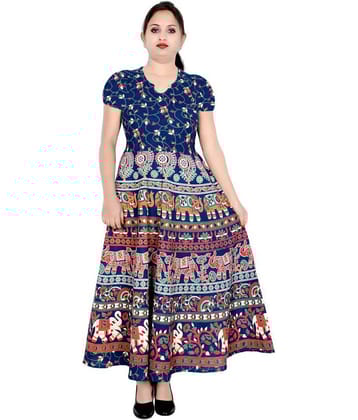 Sttoffa Women Cotton Ethnic Dress ( Blue )