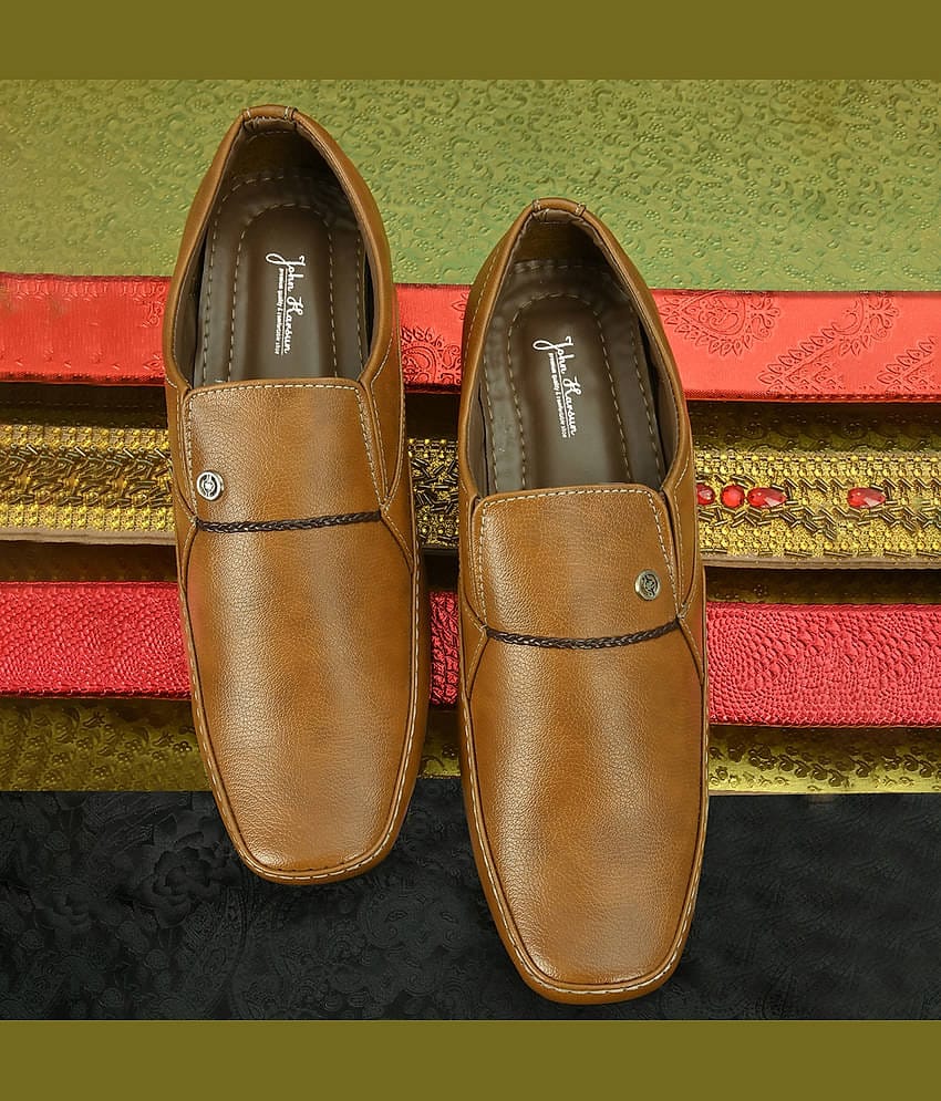 John Karsun Tan Men's Slip On Formal Shoes