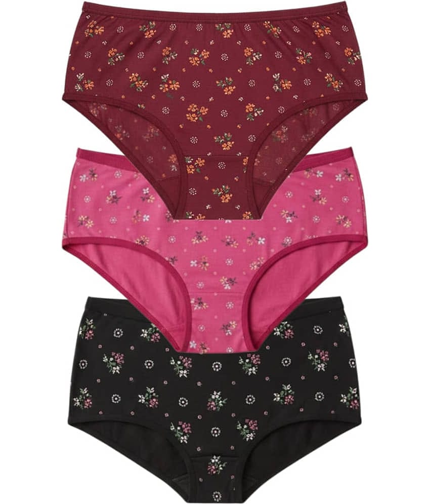 Funahme Pack of 3 Cotton Hipster For Women ( Multi Color )