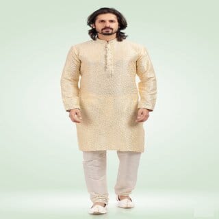 Raivat Ethnic Cream Colour Jacquard Banarasi Silk Pintux Work Kurta Pajama 1812 Raivat Ethnic Cream Colour Jacquard Banarasi Silk Pintux Work Kurta Pajama 1812