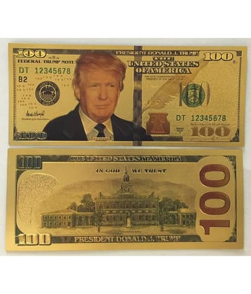 PRESIDENT DONALD TRUMP 100 DOLLARS 24 kt GOLD PLATED COMMEMORATIVE NOTE