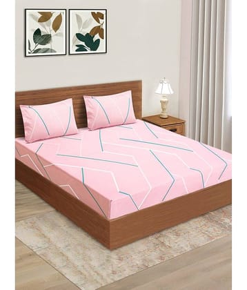 Home Candy Microfiber Abstract Double Bedsheet with 2 Pillow Covers - Pink