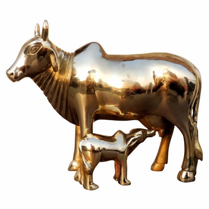 Brass Cow Piggy Bank Statue - Unique Decorative Item, Height : 8 Inch (BSMAS1789 F)