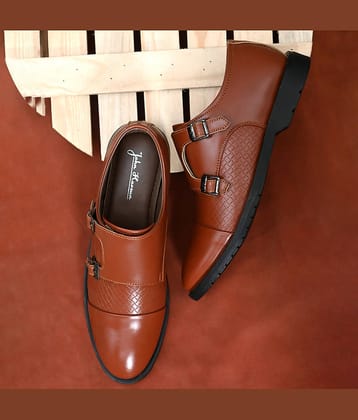 John Karsun Tan Men's Monk Strap Formal Shoes