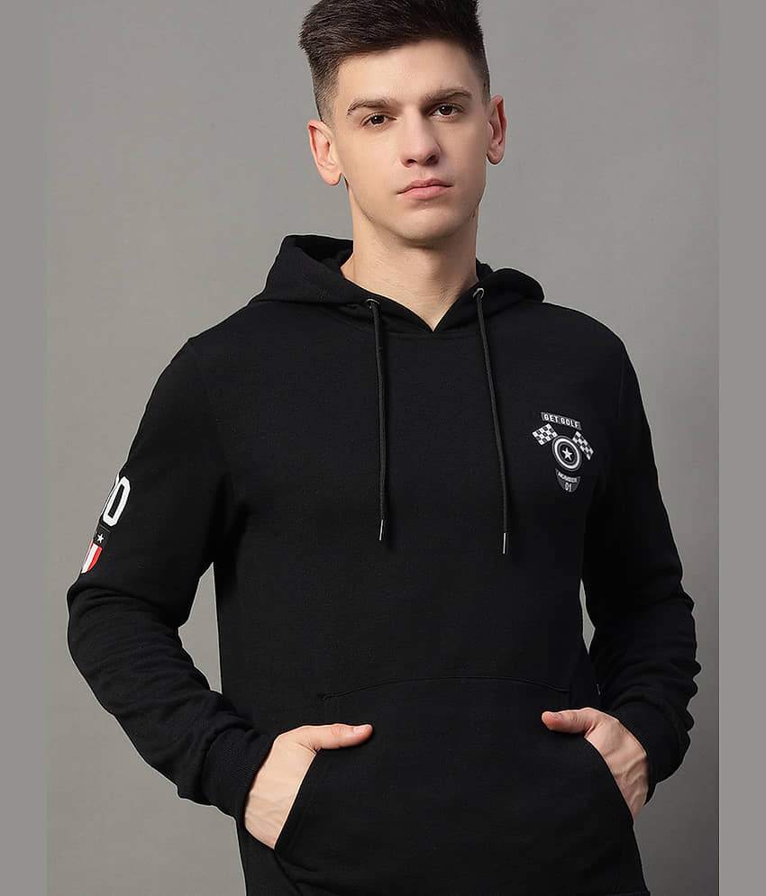 GET GOLF Fleece Hooded Men's Sweatshirt - Black ( Pack of 1 )