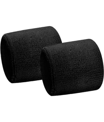 Just Rider Black Unisex Wristband For Sports activities (Set of 2 Pcs )