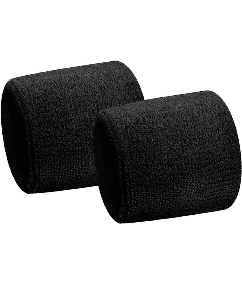 Just Rider Black Unisex Wristband For Sports activities (Set of 2 Pcs )