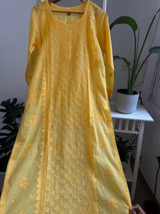 Kota Soft Cotton Chikankari Kurti - Yellow - TARA Collection-Yellow / cotton / S
