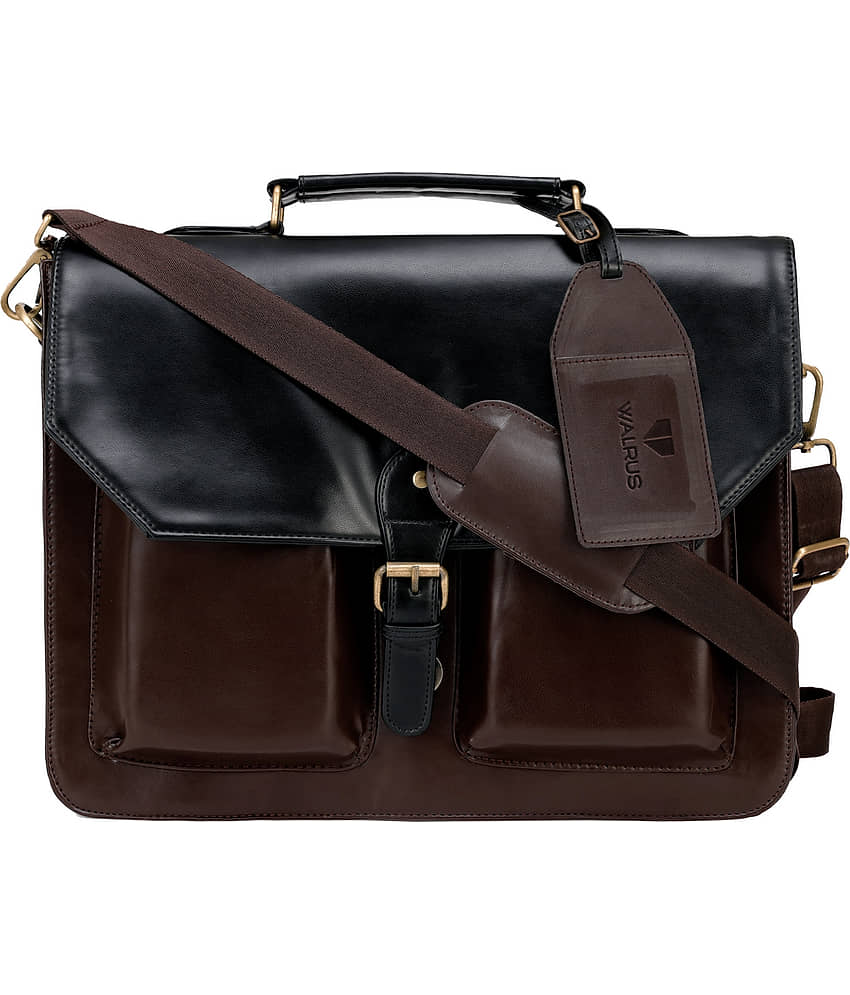 Walrus Black Faux Leather Office Bag