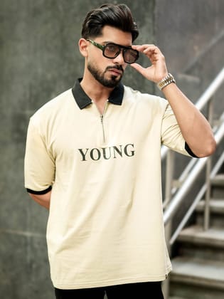 Young Biscuit Half Zipper Polo T-Shirt-S