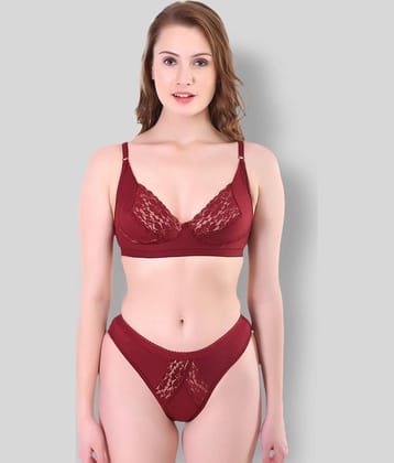 TCG Cotton Lycra Women's Bra & Panty Set ( Maroon )