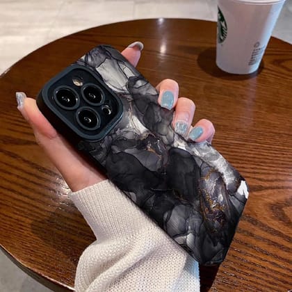 B/W Marble iPhone Textured Silicone Cases-iPhone 13 Mini