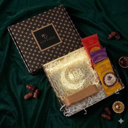 Premium Eid Gift Hamper with LED Lamp, Dates & Peri Peri Dry Fruits