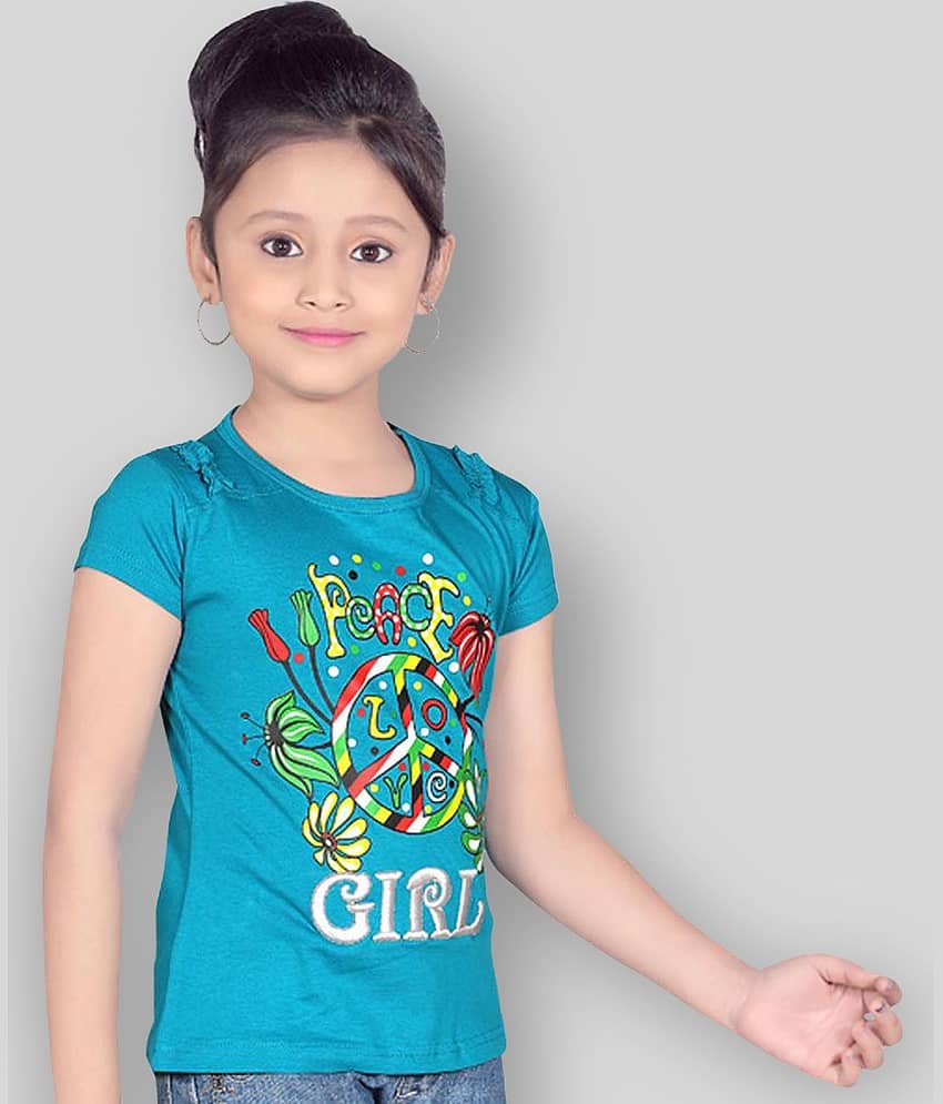Sini Mini Pack of 1 Girls Cotton Blend Top ( Blue )