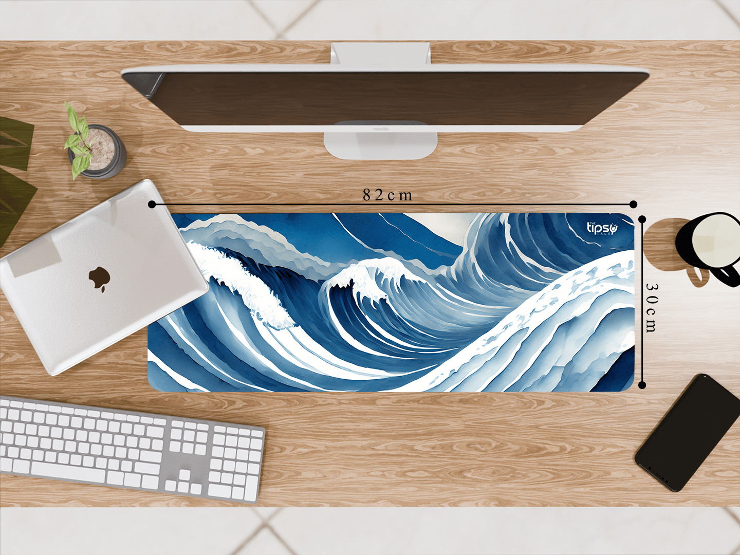 Surf your way through tides: Oceanic Mouse Pad-Large (30CM X 82CM)