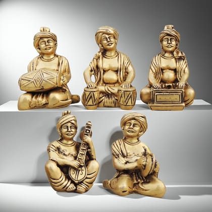 Brass Showpiece Musical Instrumental Statue, Set Of 5 Pieces, Height : 5 Inch (BSMAS1698 E)