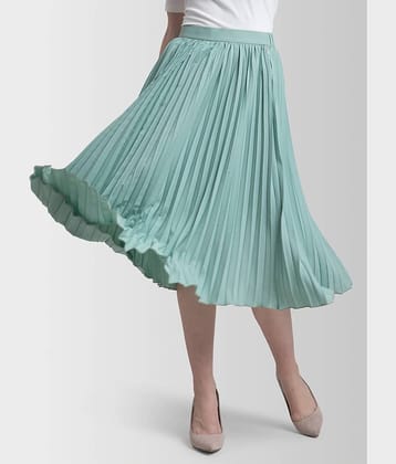 ZWERLON Fluorescent Green Rayon Women's Flared Skirt ( Pack of 1 )