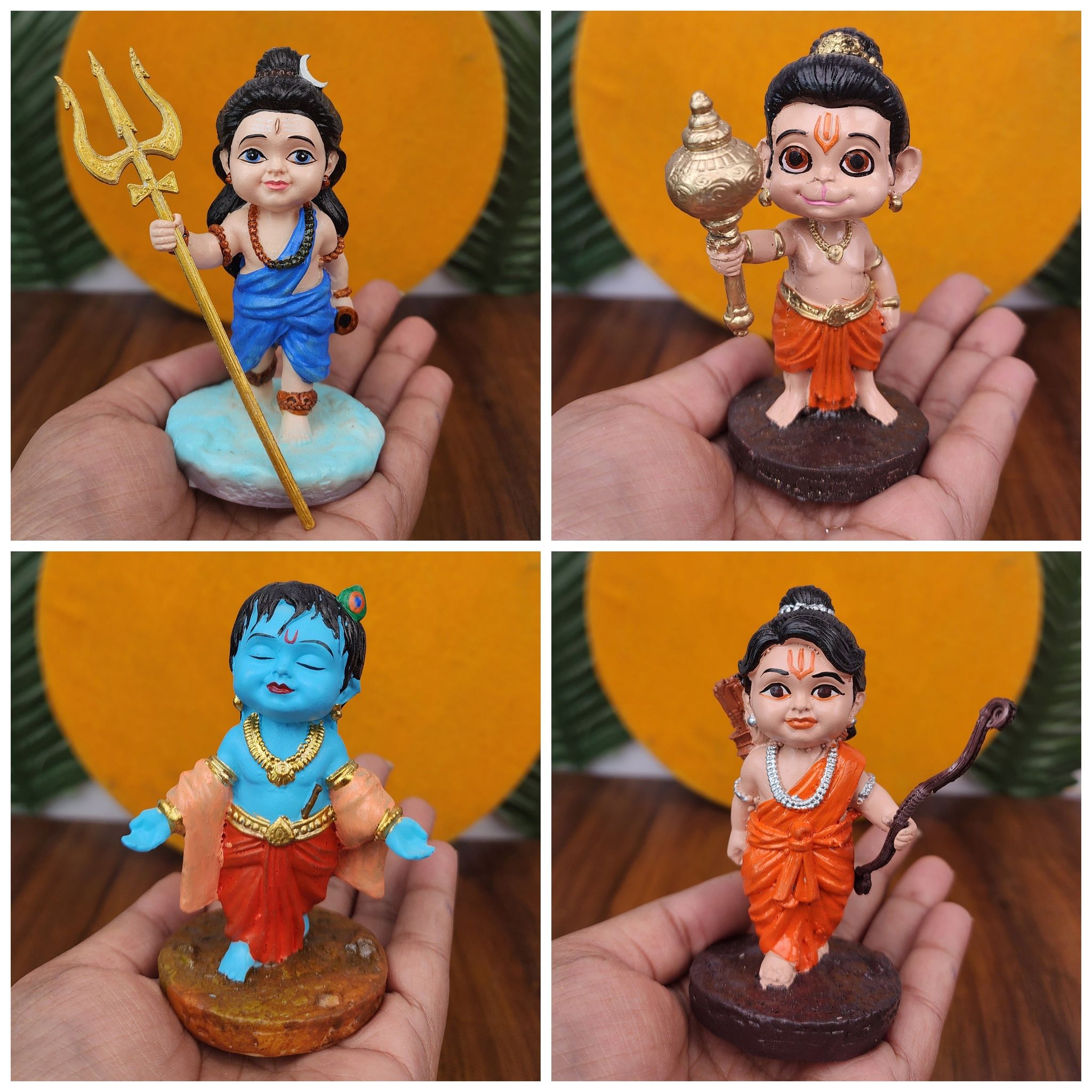 Cute God Idols Set : Shiv , Ram , Bal Krishna & Hanuman – Perfect for Home decor & puja