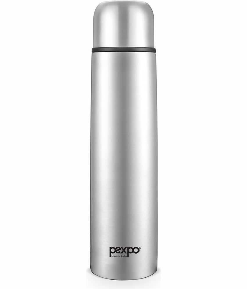 Pexpo 750ml 18 Hrs Hot and Cold Flask, Flip Pro 750ml Vacuum Water Bottle (Pack of 1, Silver)