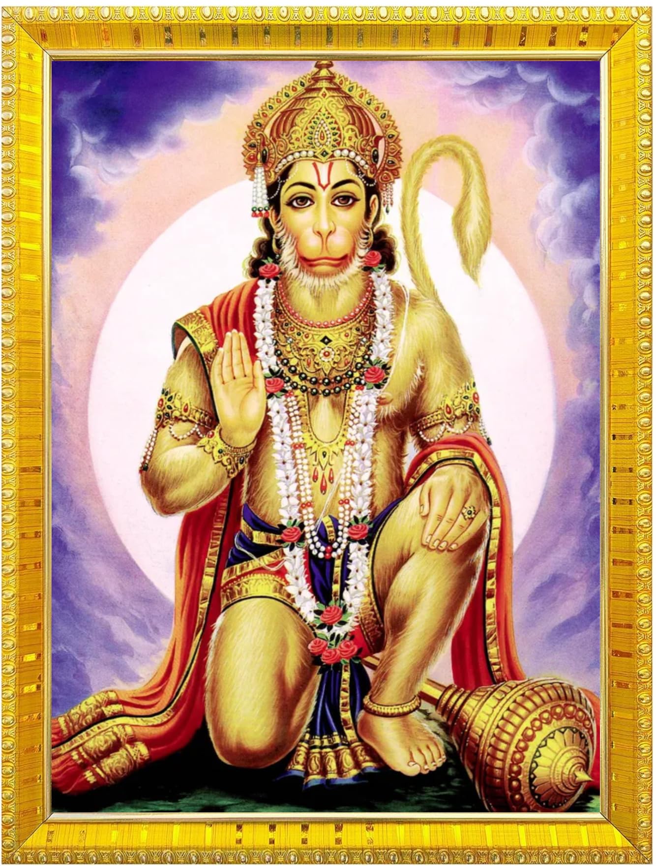 NOKKES Hanuman Bajrangbali Hanumanji Maruti Golden 5X7 Inch Photo Frame_AQW14