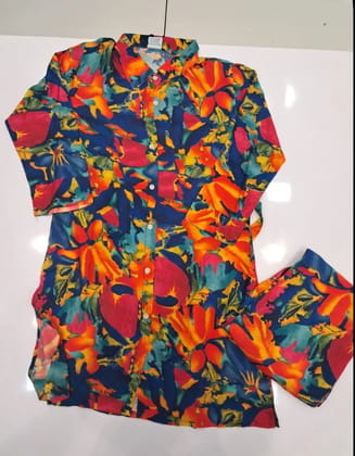 Tropical Breeze Button-Up Palazzo Co-ord Set
