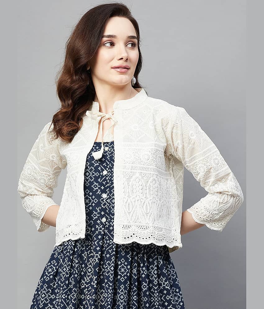 Aarika - Cotton Off White Ethnic Jacket