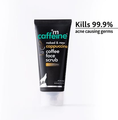 mCaffeine Cappuccino Coffee Face Scrub - Kills 99.9% Acne Causing Germs With Vitamin E & Cinnamon, 75 gm