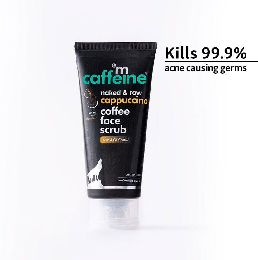 mCaffeine Cappuccino Coffee Face Scrub - Kills 99.9% Acne Causing Germs With Vitamin E & Cinnamon, 75 gm