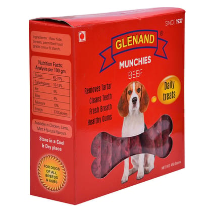 Glenand Dog Munchies 450g Beef Box